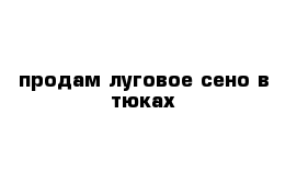 продам луговое сено в тюках